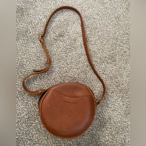 Large circle crossbody leather bag